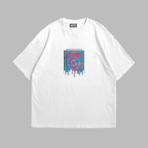 Liquid Rug Baskılı Oversize Unisex Beyaz