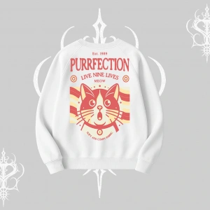 Live Nine Lives Kedi Tasarımlı Biskilet Sweatshirt