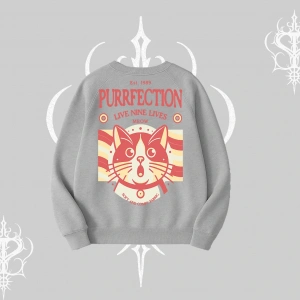 Live Nine Lives Kedi Tasarımlı Biskilet Sweatshirt