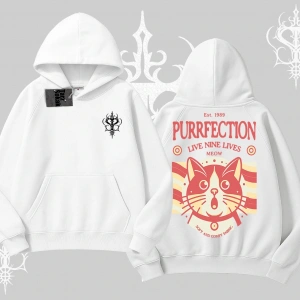 Live Nine Lives Kedi Tasarımlı Kapşonlu Sweatshirt