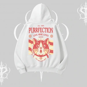 Live Nine Lives Kedi Tasarımlı Kapşonlu Sweatshirt