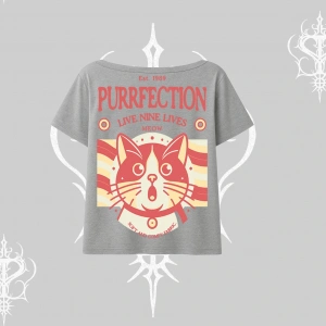 Live Nine Lives Kedi Tasarımlı Kayık Yaka Tshirt