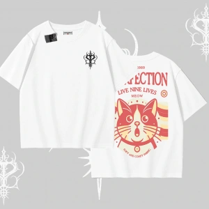 Live Nine Lives Kedi Tasarımlı Oversize Tshirt