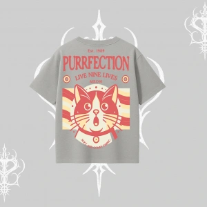 Live Nine Lives Kedi Tasarımlı Oversize Tshirt