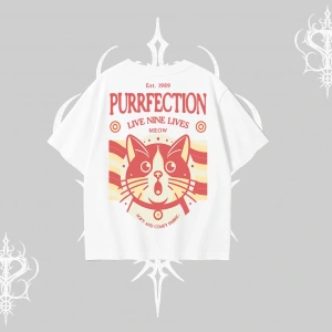 Live Nine Lives Kedi Tasarımlı Oversize Tshirt