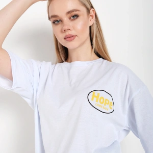 Logo Baskılı Beyaz Tişört Hope