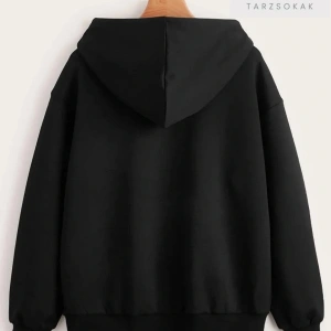 London Baskılı Örme Pamuk 2 iplik Siyah Fermuarlı Hırka