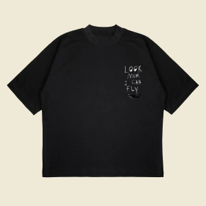 Look Mom I Can Fly Boxy Fit Oversize Unisex Tshirt – Baskılı Tişört |