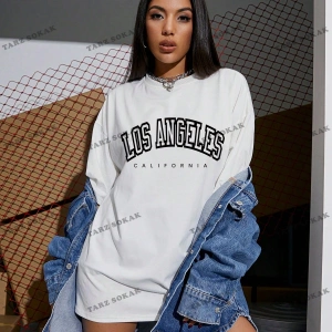 Los Angeles Baskılı Oversize Kalıp Unisex T-shirt
