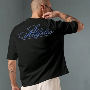 Los Angeles Casual Script T-Shirt Urban Streetwear Büyük Boy Rahat Üst Yaz Kaliforniya