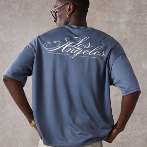 Los Angeles Casual Script T-Shirt Urban Streetwear Büyük Boy Rahat Üst Yaz Kaliforniya