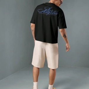 Los Angeles Casual Script T-Shirt Urban Streetwear Büyük Boy Rahat Üst Yaz Kaliforniya