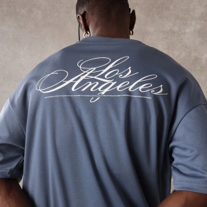 Los Angeles Casual Script T-Shirt Urban Streetwear Büyük Boy Rahat Üst Yaz Kaliforniya