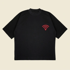 Love Wifi Baskılı Oversize Unisex Pamuklu Nefes Alan Kalın Kumaşlı