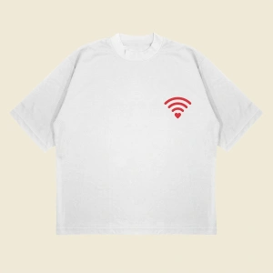 Love Wifi Baskılı Oversize Unisex Pamuklu Nefes Alan Kalın Kumaşlı