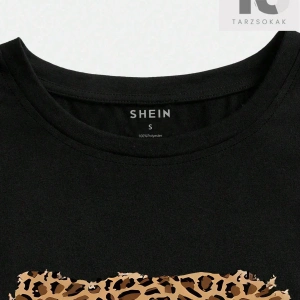 LUNE Leopar Desenli Koyun Kafası Grafikli Kadın Tişört