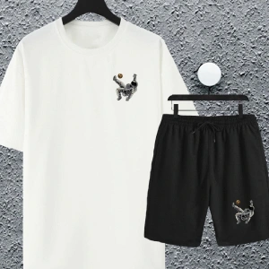 macklin Unisex Kadın Erkek Astronot Futbolcu Baskılı Oversize Tshirt Ve Şort Eşofman Takımı m