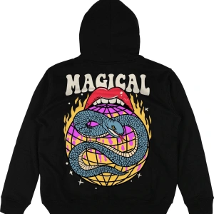 Magical Siyah Oversize Unisex Kapüşonlu Sweatshirt Hoodie