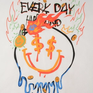 Manfinity EMRG Cartoon And Slogan Graphic Sweatshirt Beyaz