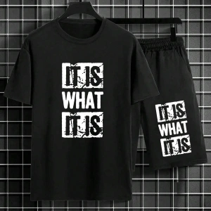 Manfinity EMRG Erkek Grafik Baskılı Tişört Ve Şort Takımı