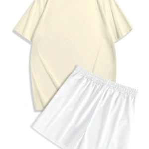 Manfinity EMRG Erkek Günlük Araba Harf Baskılı Kısa Kollu Tişört Ve Şort Takımı