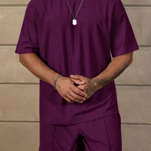 Manfinity Homme 2 Adet/Takım Erkek Düz Renk Mor Yuvarlak t ve Şort
