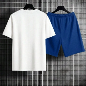 Manfinity Homme 2 Adet/Takım Erkek Yuvarlak Yaka Kısa Kollu Baskılı Günlük Üst ve Şort Takımı