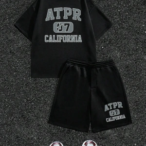 Manfinity Homme 2li Erkek Günlük Basit Kısa Kollu Tişört Ve Şort Takımı