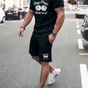 Manfinity Homme 2li Erkek Günlük Basit Kısa Kollu Tişört Ve Şort Takımı