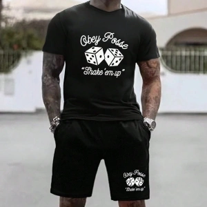 Manfinity Homme 2li Erkek Günlük Basit Kısa Kollu Tişört Ve Şort Takımı