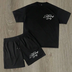 Manfinity Homme 2li Erkek Günlük Basit Kısa Kollu Tişört Ve Şort Takımı