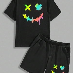 Manfinity Homme 2li Erkek Günlük Basit Kısa Kollu Tişört Ve Şort Takımı