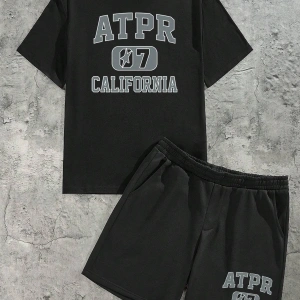 Manfinity Homme 2li Erkek Günlük Basit Kısa Kollu Tişört Ve Şort Takımı