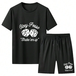 Manfinity Homme 2li Erkek Günlük Basit Kısa Kollu Tişört Ve Şort Takımı