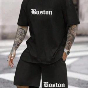 Manfinity Homme Beyaz Örme Erkek Kısa Kollu Tişört ve Şort Takımı