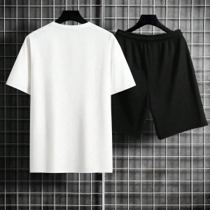 Manfinity Homme Erkek Mektup ollu Günlük Tişört Ve Şort Takımı