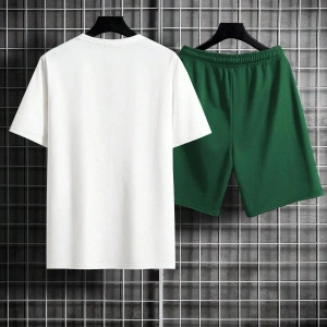 Manfinity Homme Erkek Slogan Grafik Bel Şort Takımı