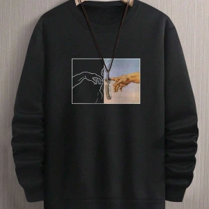 Manfinity Homme Hand Print Drop Shoulder Sweatshirt Beyaz