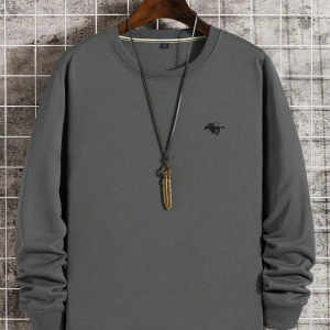 Manfinity Homme Horse Embroidery Sweatshirt Gri