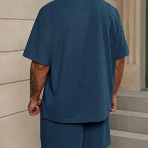 Manfinity Homme Loose Fit Erkek Düz Renk Düşük Omuz Tişört Ve Şort Takımı