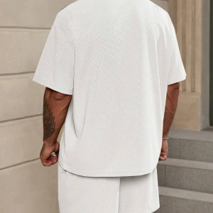 Manfinity Homme Loose Fit Erkek Düz Renk Düşük Omuzlu Tişört ve Şort