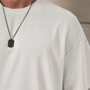 Manfinity Homme Loose Fit Erkek Düz Renk Düşük Omuzlu Tişört ve Şort