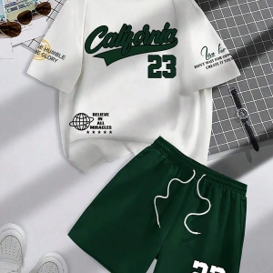 Manfinity Hypemode 2 Adet/Takım Erkek Mektup Baskılı Mürettebat Yaka Kısa Kollu Rahat Tişört