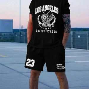 Manfinity Hypemode 2 Adet/Takım Örme Erkek Kısa Kollu Tişört Ve Şort Takımı