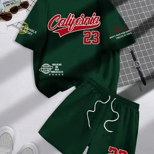 Manfinity Hypemode Erkek Fitted Tişört Ve Şort Takımı Minimalist Moda Günlük Giyim