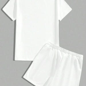 Manfinity Hypemode Erkek Mektup ollu Günlük Tişört Ve Şort Takımı