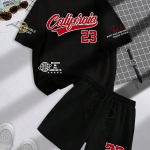 Manfinity Hypemode Erkek Rahat Mektup Baskılı Düşük Omuz