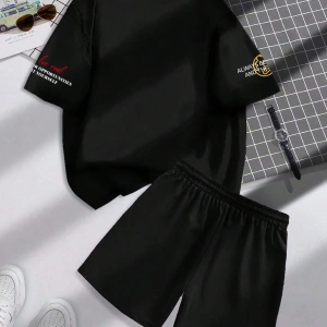 Manfinity Hypemode Erkek Rahat Mektup Baskılı Düşük Omuz