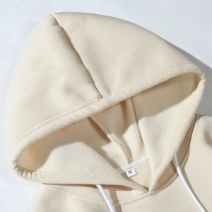 Manfinity Hypemode Letter & Figure Graphic Kangaroo Pocket Drawstring Hoodie Bej