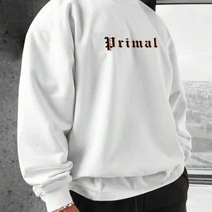 Manfinity Hypemode Slogan & Sculpture Print Pullover Beyaz